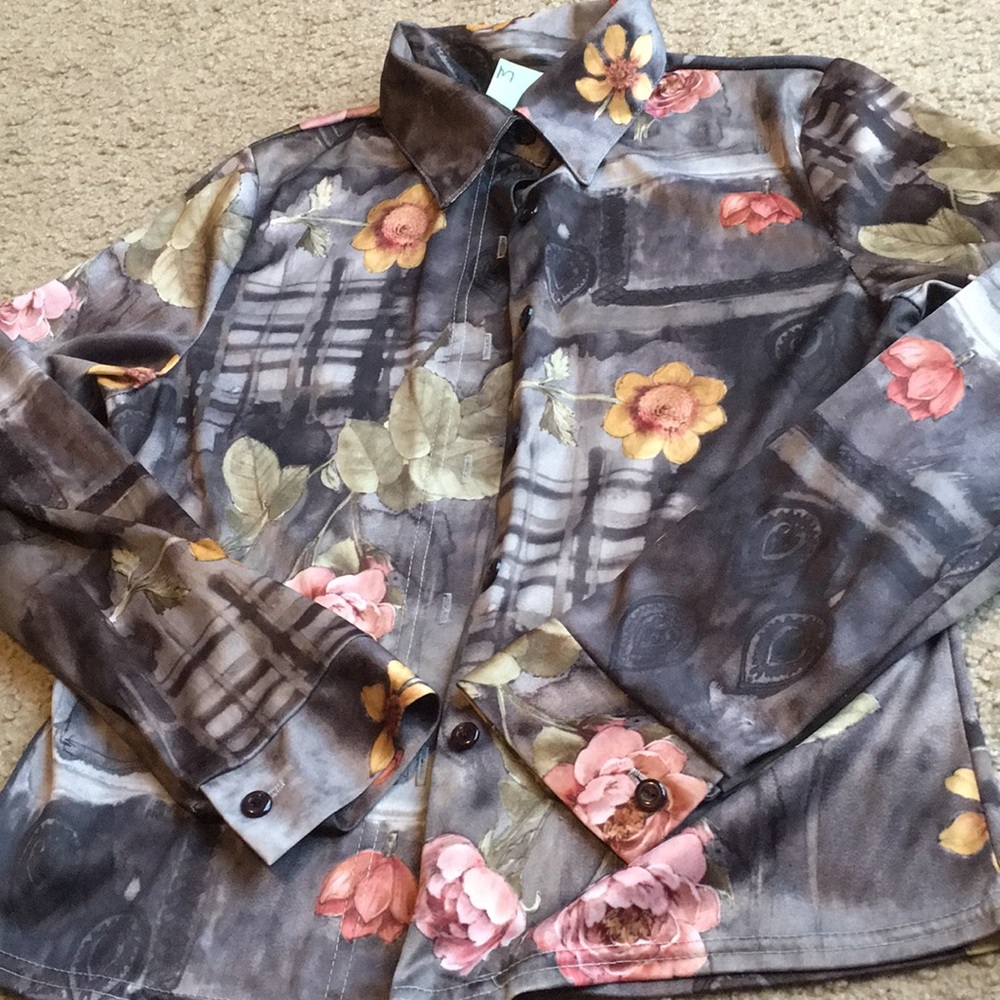 VINTAGE Flower vintage pattern buttonup longsleeve